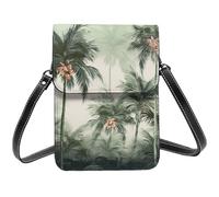 BSCKKDMN Piccole borse a tracolla tropicali delle palme per le donne borsa del telefono cellulare borsa del cuoio dell'unità di elaborazione del raccoglitore con la tracolla