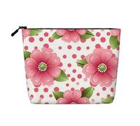 BSCKKDMN Pois rosa fiore borsa per il trucco per le donne, impermeabile lino viaggio cosmetico caso leggero cerniera viaggio toeletta borsa organizzatore pennelli trucco borsa di immagazzinaggio