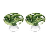 BSCKKDMN Pomelli rotondi per armadietti da cucina, con foglie di palma verdi, pomelli per cassettiera, decorazione con viti, pomelli per cassetti, per casa, ufficio, cucina