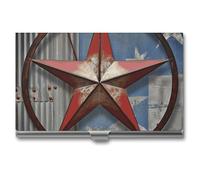 BSCKKDMN Porta biglietti da visita sottile portatile in metallo custodia per biglietti da visita American Wastern Texas Star Pocket Name Card Holder Portafoglio per uomini donne ufficio viaggi