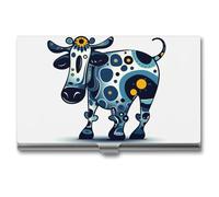 BSCKKDMN Porta biglietti da visita sottile portatile in metallo custodia per biglietti da visita ci sono stampe sulla tasca della mucca titolare della carta di nome portafoglio per uomini donne