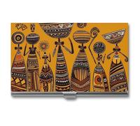 BSCKKDMN Porta biglietti da visita sottile portatile in metallo custodia per biglietti da visita creativa cultura africana tasca porta biglietti da visita portafoglio per uomo donna ufficio viaggi