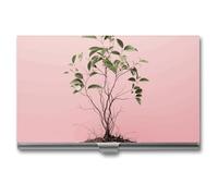 BSCKKDMN Porta biglietti da visita sottile portatile in metallo custodia per biglietti da visita foglie e radici tasca porta biglietti da visita portafoglio per uomini donne ufficio viaggi