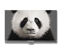 BSCKKDMN Porta biglietti da visita sottile portatile in metallo custodia per biglietti da visita Panda Bear Head Pocket Name Card Holder Portafoglio per uomini donne ufficio viaggi