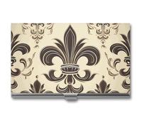 BSCKKDMN Porta biglietti da visita sottile portatile in metallo porta biglietti da visita Fleur-de-Lis e Coat Arms Knight Pocket porta carte di nome portafoglio per uomini donne ufficio viaggi