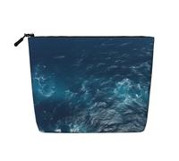 BSCKKDMN Sea Seen From The Top Borsa per il trucco da donna, in lino, impermeabile, da viaggio, leggera, con cerniera, organizer per pennelli da trucco