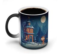 BSCKKDMN Tazza da caffè in ceramica da 325 ml, sensibile al calore, magica tazza da caffè che cambia colore, mostro della vigilia di Natale, tazza da tè per donne e uomini
