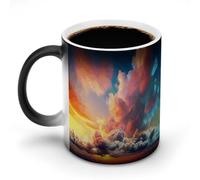 BSCKKDMN Tazza da caffè in ceramica da 325 ml, sensibile al calore, magica tazza da caffè che cambia colore, bella tazza da tè con nuvole per donne e uomini
