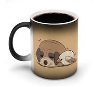 BSCKKDMN Tazza da caffè in ceramica da 325 ml, sensibile al calore, tazza da caffè magica che cambia colore, tazza da caffè cane che dorme con uccello, tazza da tè per donne e uomini