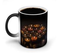 BSCKKDMN Tazza da caffè in ceramica da 325 ml, sensibile al calore, tazza da caffè magica che cambia colore, candela al buio, tazza da tè per donne e uomini