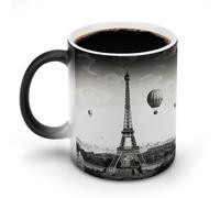 BSCKKDMN Tazza da caffè in ceramica da 325 ml, sensibile al calore, tazza da caffè magica che cambia colore, tazza da tè Torre di Parigi, per donne e uomini