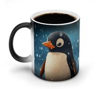 BSCKKDMN Tazza da caffè in ceramica da 325 ml, sensibile al calore, tazza da caffè magica che cambia colore, tazza da caffè pinguino nella neve, tazza da tè per donne e uomini
