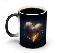 BSCKKDMN Tazza da caffè in ceramica da 325 ml, sensibile al calore, tazza da caffè magica che cambia colore, tazza da caffè a forma di cuore, tazza da tè per donne e uomini
