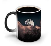 BSCKKDMN Tazza da caffè in ceramica da 325 ml, sensibile al calore, tazza da caffè magica che cambia colore, tazza da tè con luna piena, per donne e uomini