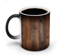 BSCKKDMN Tazza da caffè in ceramica da 325 ml, sensibile al calore, tazza da caffè magica che cambia colore, tazza da tè in legno marrone, per donne e uomini