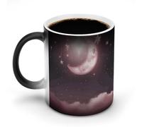 BSCKKDMN Tazza da caffè in ceramica da 325 ml, sensibile al calore, tazza da caffè magica che cambia colore, tazza da caffè con luna e stelle, tazza da tè per donne e uomini