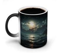 BSCKKDMN Tazza da caffè in ceramica da 325 ml, sensibile al calore, tazza da caffè magica che cambia colore, tazza da tè con luna marina per donne e uomini