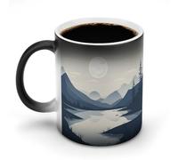 BSCKKDMN Tazza da caffè in ceramica da 325 ml, sensibile al calore, tazza da caffè magica che cambia colore, tazza da caffè fiumi e montagne, tazza da tè per donne e uomini