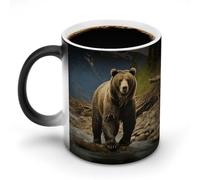 BSCKKDMN Tazza da caffè in ceramica da 325 ml, sensibile al calore, tazza da caffè magica che cambia colore, tazza da caffè con orso marrone, tazza da tè per donne e uomini