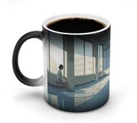 BSCKKDMN Tazza da caffè in ceramica da 325 ml, sensibile al calore, tazza da caffè magica che cambia colore, bella tazza da tè per donne e uomini