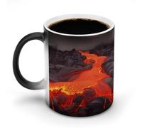 BSCKKDMN Tazza da caffè in ceramica da 325 ml tazza da caffè magica sensibile al calore tazza da caffè cambia colore tazza da tè lava rossa per donne uomini
