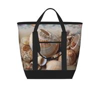 BSCKKDMN The Seashore - Borsa termica per il pranzo, grande, per donne e uomini, a prova di perdite, impermeabile, riutilizzabile, per viaggi, spiaggia, picnic, conchiglie