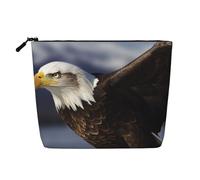 BSCKKDMN Trousse per trucchi da donna, con aquila calva, impermeabile, in lino, leggera, con cerniera, organizer per pennelli da trucco