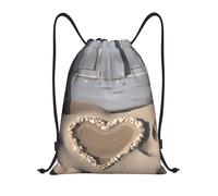 BSCKKDMN Zaino con coulisse per donne e uomini, borsa impermeabile con coulisse, borsa da spiaggia a forma di cuore, borse da palestra leggere