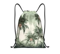 BSCKKDMN Zaino con coulisse per donne uomini borsa impermeabile con coulisse palme tropicali borse da palestra leggere