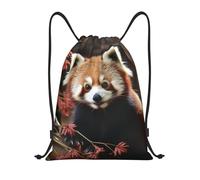 BSCKKDMN Zaino con coulisse per donne uomini borsa impermeabile con coulisse rosso Pandas borse da palestra leggere