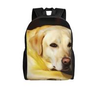 BSCKKDMN Zaino da viaggio per computer portatile, per donne e uomini, impermeabile, leggero, carino, giallo con cane casual