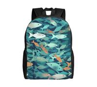 BSCKKDMN Zaino da viaggio per computer portatile, per donne e uomini, impermeabile, leggero, carino zaino astratto Shoal Of Fish Casual Daypack