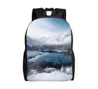 BSCKKDMN Zaino da viaggio per computer portatile, per donne e uomini, impermeabile, leggero, carino, zaino invernale con montagne sulla neve, zaino casual
