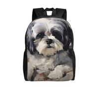 BSCKKDMN Zaino da viaggio per computer portatile, per donne e uomini, impermeabile, leggero, carino zaino Shih Tzu casual