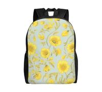 BSCKKDMN Zaino da viaggio per computer portatile, per donne e uomini, impermeabile, leggero, grazioso zaino con fiori gialli casual