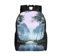 BSCKKDMN Zaino da viaggio per computer portatile, per donne e uomini, impermeabile, leggero, grazioso zaino casual con paesaggio palude