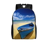 BSCKKDMN Zaino da viaggio per computer portatile, unisex, impermeabile, leggero, carino, blu, cielo, giallo, spiaggia, barca, zaino casual