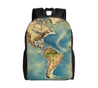 BSCKKDMN Zaino da viaggio per computer portatile, unisex, impermeabile, leggero, carino, con mappa del mondo, stile casual