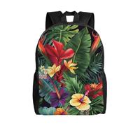 BSCKKDMN Zaino da viaggio per computer portatile, unisex, impermeabile, leggero, carino, con piante tropicali, fiori, stile casual