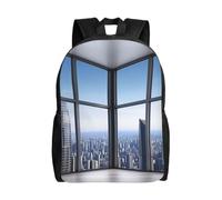 BSCKKDMN Zaino da viaggio per computer portatile, unisex, impermeabile, leggero, carino, grattacieli, stile casual