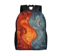 BSCKKDMN Zaino da viaggio per computer portatile, unisex, impermeabile, leggero, carino, motivo acqua e fuoco, stile casual