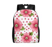 BSCKKDMN Zaino da viaggio per computer portatile, unisex, impermeabile, leggero, carino zaino a pois rosa con fiori casual