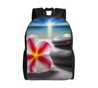 BSCKKDMN Zaino da viaggio per computer portatile, unisex, impermeabile, leggero, grazioso zaino con fiori tropicali e pietra zen casual