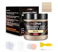 BSCPAM Riparazione Pelle Kit,Beige Tintura Pelle,Ripara Pelle Divano per Graffi/Macchie,Rinnova Volante in Pelle,Sedili Auto,Divano,Sofa,Giacca,Scarpe,Sella Riparare Sbiaditure,Crepe,Graffi sul Cuo