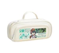 BSD Astuccio Dazai Osamu Anime Ranpo Edogawa, nero e bianco, semplice alla moda, doppia cerniera, grande capacità, astuccio con manico, borsa organizer per articoli di cancelleria per adolescenti