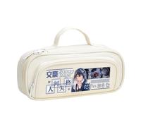 BSD Astuccio Dazai Osamu Anime Ranpo Edogawa, nero e bianco, semplice e alla moda, doppia cerniera, grande capacità, con tracolla, organizer per trucchi e articoli di cancelleria, per studenti
