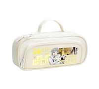 BSD Astuccio Dazai Osamu Anime Ranpo Edogawa, nero e bianco, semplice e alla moda, doppia cerniera, grande capacità, con tracolla, organizer per trucchi e articoli di cancelleria, per studenti