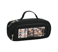 BSD Astuccio Dazai Osamu Anime Ranpo Edogawa, nero e bianco, semplice e alla moda, doppia cerniera, grande capacità, con tracolla, organizer per trucchi e articoli di cancelleria, per studenti