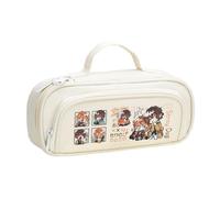 BSD Astuccio Dazai Osamu Anime Ranpo Edogawa, nero e bianco, semplice e alla moda, doppia cerniera, grande capacità, con tracolla, organizer per trucchi e articoli di cancelleria, per studenti