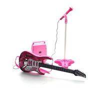 BSD Chitarra rock con corde in acciaio, amplificatore, supporto regolabile e microfono - Chitarra rock per bambini - Chitarra rock - Chitarra giocattolo - Strumento musicale per bambini - ROSA